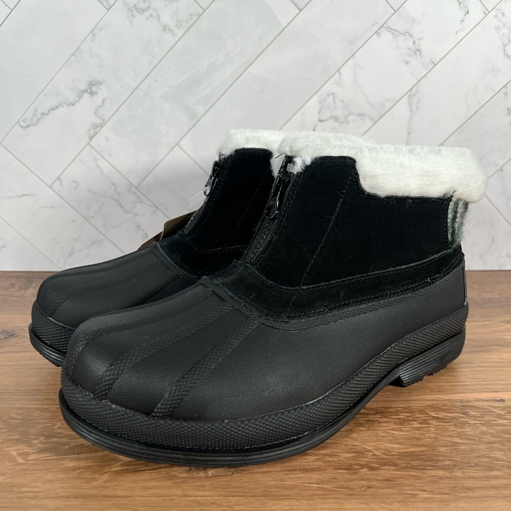 9.5XX 9.5 XX 4E WIDEโ WIDTH Propet Womens Black Suede Faux Fur Winter Snow Boots - Picture 5 of 13